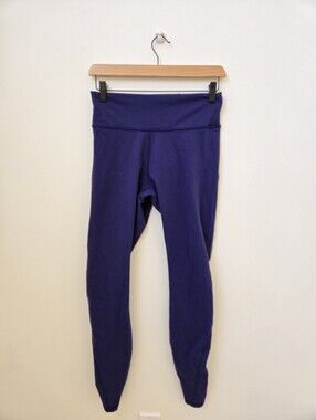 Lululemon Purple High Rise Leggings Size 8 Lattice Ankle Detail Yoga
